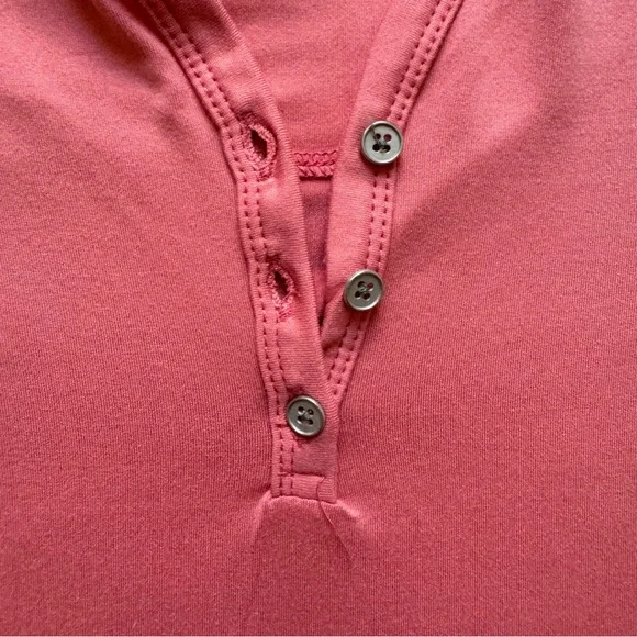 ✨ Echo Sleepwear Half Button Down Coral Short Sleeve Luxurious Soft T-Shirt - Picture 3 of 7